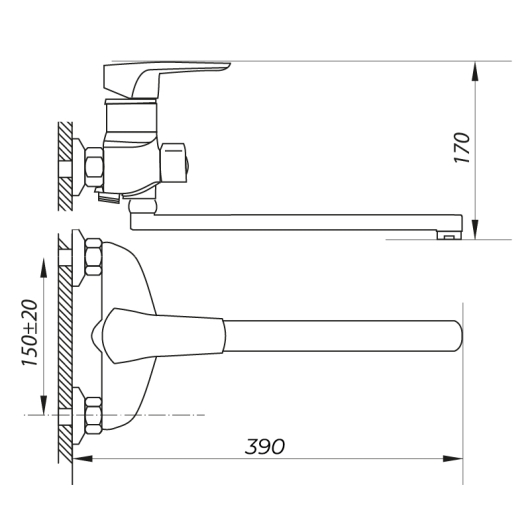 Змішувач для ванни ZERIX NGB 181 (ZX0044), изображение 2