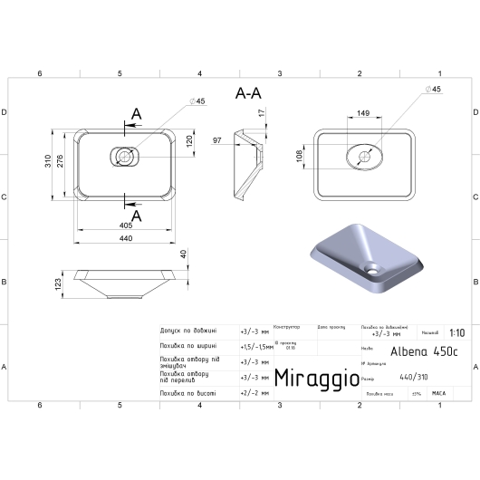 Умывальник ALBENA MIRASOFT Miraggio, изображение 2