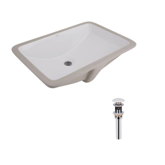 Комплект Qtap Stork: Раковина врезная прямоугольная 535x365x190 мм White + Донный клапан PU02O купить в САНН Одесса