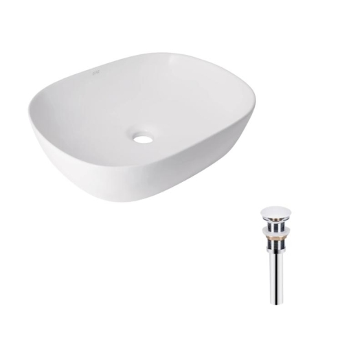 Комплект Qtap Aquarius: Раковина накладная прямоугольная 470x380x120 мм White + Донный клапан PU02 купить в САНН Одесса