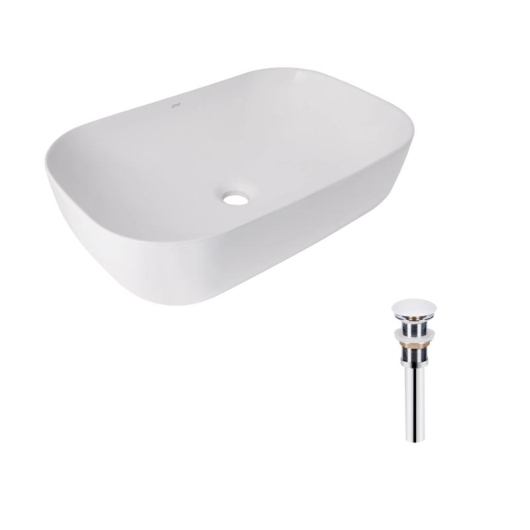 Комплект Qtap Robin: Раковина накладная прямоугольная 600x390x150 мм White + Донный клапан PU02 купить в САНН Одесса