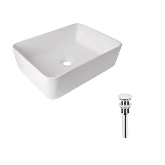Комплект Qtap Tern: Раковина накладная прямоугольная 480х370х135 мм White + Донный клапан PU02 купить в САНН Одесса