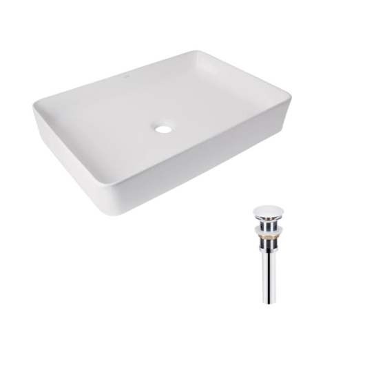 Комплект Qtap Tern: Раковина накладная прямоугольная 600x400x110 мм WHITE + Донный клапан PU02 купить в САНН Одесса