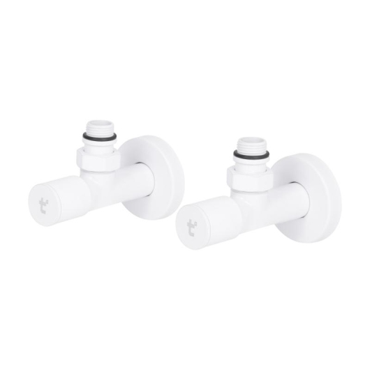 Комплект кранов Thermo Alliance Standart 1/2" Н для полотенцесушителя угловой белый SF395W15W купить в САНН Одесса