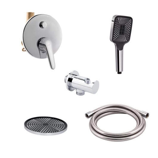 Комплект для душа Qtap Olsava Chrome: Смеситель QTOS6212107ODC + Лейки (QTRUC125CRM45952,QTHLA107CRM45948) + Шланг QTHADPVC200C + QTCRMBH030 купить в САНН Одесса