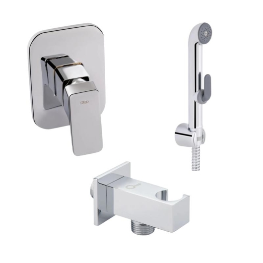 Комплект для душа Qtap Namesti Chrome: Смеситель для душа QTNAM6025102NC + Гигиенический набор QTSETCRMA021 + Подключение QTCRMBH130 купить в САНН Одесса