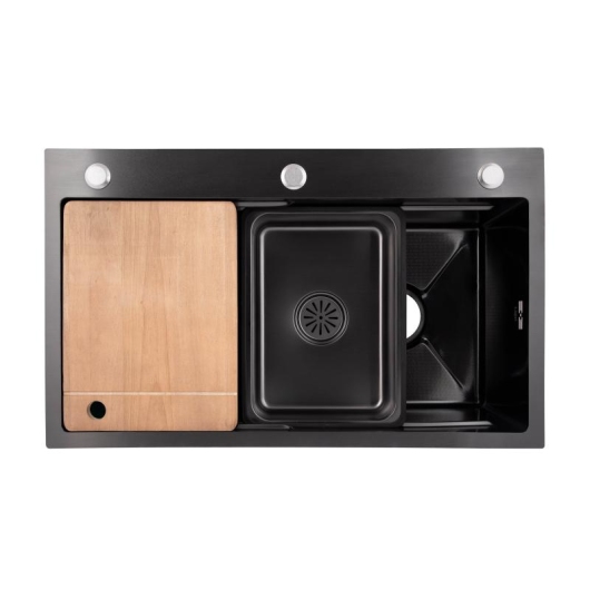 Lidz Handmade H7545B Мойка для кухни интегрированная Decor Black PVD Honeycomb 3,0/1,0 мм LDH7545BDECPVD48373 купить в САНН Одесса