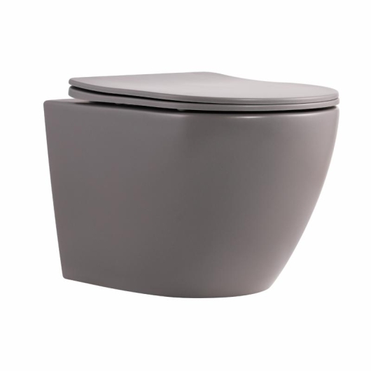 Унитаз подвесной Qtap Robin Ultra Quiet 520×365×340 мм, Stone grey, с сиденьем Slim Duroplast / Soft-close / Quick Release QTROB26SG48996 купить в САНН Одесса