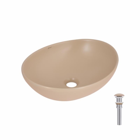 Раковина накладная Qtap Dove 415x340x140 мм, Beige, овальная, с донным клапаном QTDOV188SB49784 купить в САНН Одесса