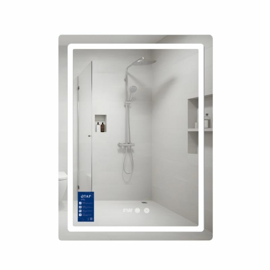 Зеркало Qtap Mideya (MI2) 600х800 с часами, с LED-подсветкой Touch, с антизапотеванием, диммером, рег. яркости QTMID60080049627 купить в САНН Одесса