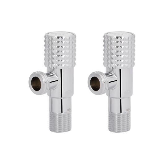 Комплект угловых кранов Thermo Alliance Standart (круг, белый) 1/2"НН, нерж, хром, керам. букса TAS350W1515W купить в САНН Одесса