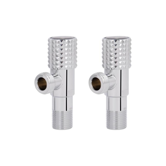 Комплект угловых кранов Thermo Alliance Standart (круг, черный) 1/2"НН, нерж, хром, керам. букса TAS350W1515B купить в САНН Одесса