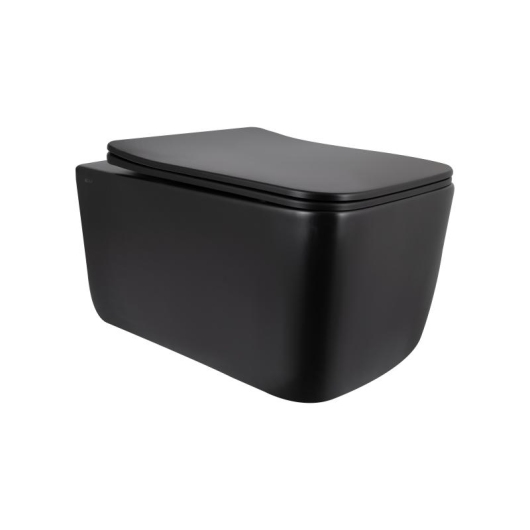 Унитаз подвесной Qtap Gemini Ultra Quiet 485×340×350 мм, Matt Black, с сиденьем Slim Duroplast / Soft-close / Quick Release QTGEM28BLM50505 купить в САНН Одесса