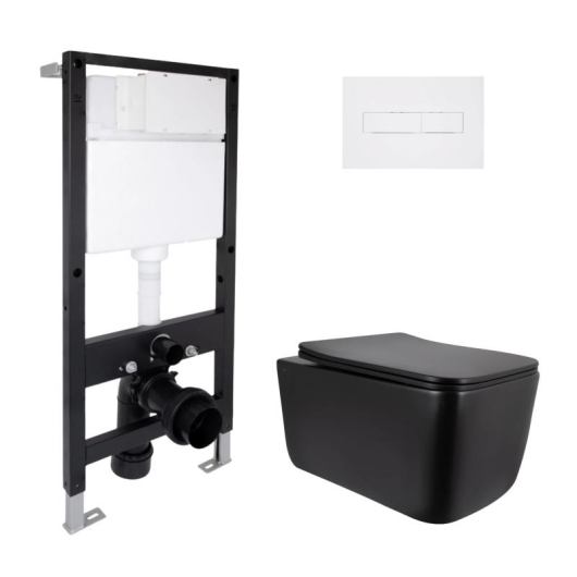 Готовое решение Qtap для ванной комнаты: подвесной унитаз Gemini Ultra Quiet 520x360x350 + комплект инсталляции Standard (линейная кнопка White) купить в САНН Одесса