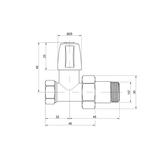 Кран радиаторный Icma 1/2" прямой без ручки №815 купить в САНН Одесса, изображение 2