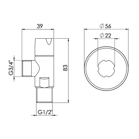 Кран угловой Thermo Alliance Standart (ручка круглая) с керам.буксой 1/2"Н х 3/4"Н SF342W1520 купить в САНН Одесса, изображение 2