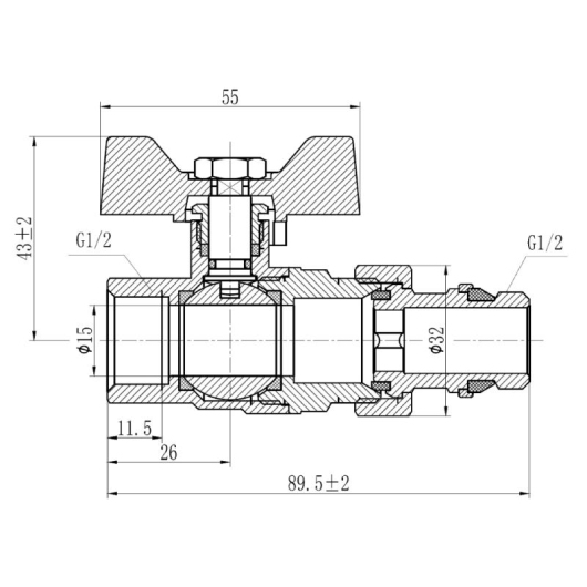 Кран шаровой "Американка" Thermo Alliance Forte 1/2" с антипротечкой прямой SF222W15 купить в САНН Одесса, изображение 2