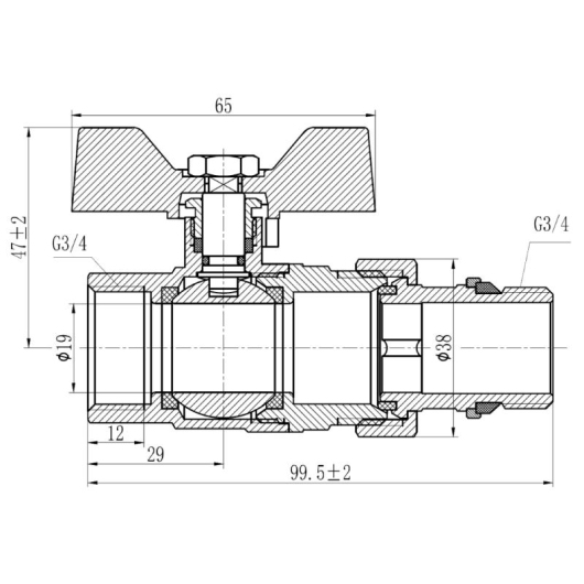 Кран шаровой "Американка" Thermo Alliance Forte 3/4" с антипротечкой прямой SF222W20 купить в САНН Одесса, изображение 2