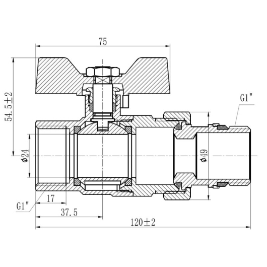 Кран шаровой "Американка" Thermo Alliance Forte 1" с антипротечкой прямой SF222W25 купить в САНН Одесса, изображение 2