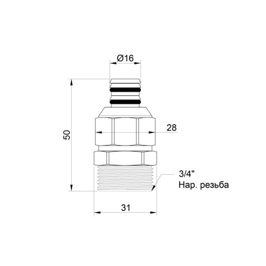 Переходник обжимной Icma 16х3/4" НР №531 купить в САНН Одесса, изображение 2