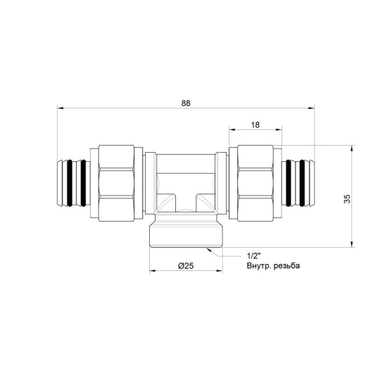 Тройник обжимной Icma 20х1/2"х20 ВР №548 купить в САНН Одесса, изображение 2