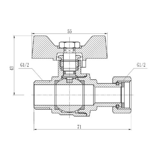 Кран шаровой с накидной гайкой Thermo Alliance Forte 1/2" ВН для воды прямой SF261W15 купить в САНН Одесса, изображение 2