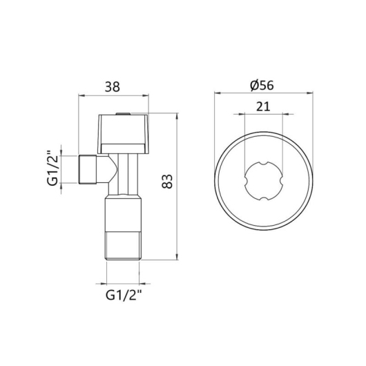 Кран угловой Thermo Alliance Standart (ручка шестигранник) с вент.буксой 1/2"Н х 1/2"Н SF3441515 купить в САНН Одесса, изображение 2