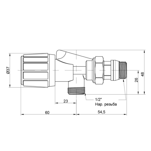 Вентиль двухугловой Icma 1/2" НР №869 купить в САНН Одесса, изображение 2
