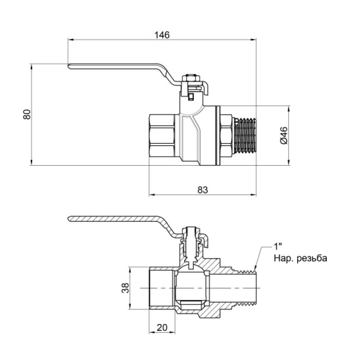 Кран шаровой Thermo Alliance Forte 1" ВН для воды (ручка) SF605W25 купить в САНН Одесса, изображение 2