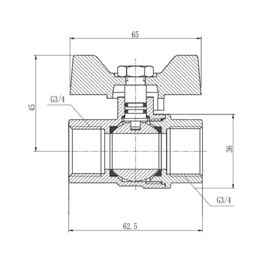 Кран шаровой Thermo Alliance Forte 3/4" ВР для газа (бабочка) SF602G20 купить в САНН Одесса, изображение 2