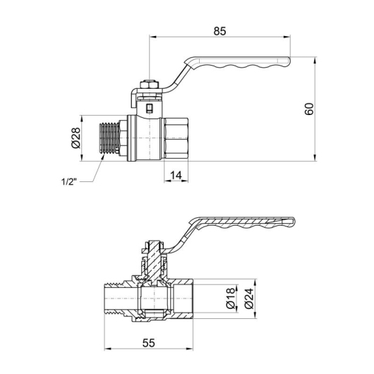 Кран шаровой Thermo Alliance Standart 1/2" ВН для воды (рычаг) SD605NW15PN40 купить в САНН Одесса, изображение 2