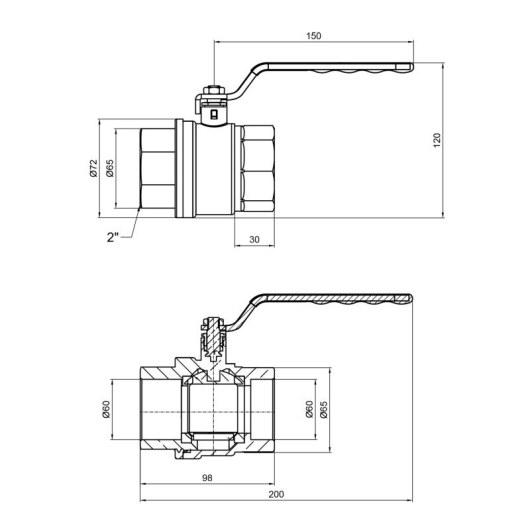 Кран шаровой Thermo Alliance Standart 2" ВР для газа (рычаг) SD600NG50PN40 купить в САНН Одесса, изображение 2
