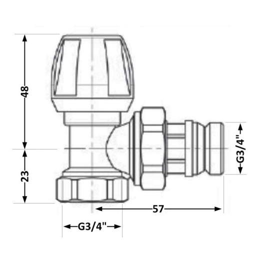 Кран радиаторный Icma №803+940 угловой 3/4" с ручкой купить в САНН Одесса, изображение 2