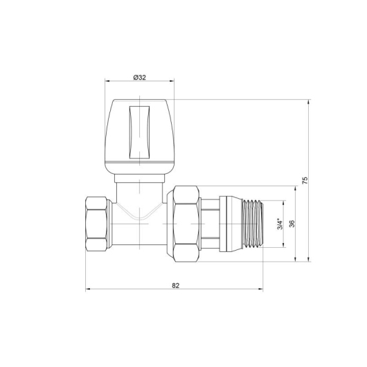 Кран радиаторный Icma 3/4" с антипротечкой прямой №813+940 купить в САНН Одесса, изображение 2
