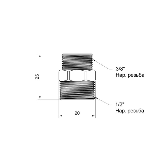 Ниппель Icma 3/8"х1/2" НР №1211 купить в САНН Одесса, изображение 2