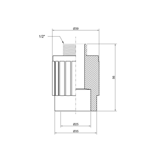 Муфта PPR Thermo Alliance 25х1/2" НР купить в САНН Одесса, изображение 2