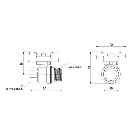 Кран шаровой Thermo Alliance Standart 1" ВН для газа (бабочка) SD607NG25PN40 купить в САНН Одесса, изображение 2