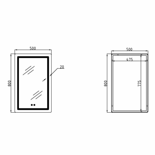 Зеркало Qtap Mideya (DC-F911) 500х800 с LED-подсветкой Touch, с антизапотеванием, диммером QT2078F911W купить в САНН Одесса, изображение 2