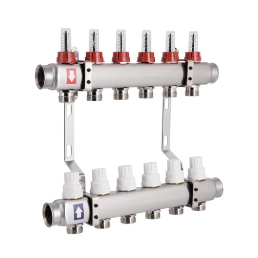 Коллектор с расходомерами Thermo Alliance Standart 1" 6 выходов SD0046 купить в САНН Одесса, изображение 3