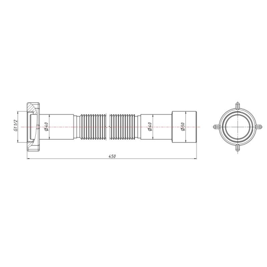 Гибкая труба Lidz (WHI) 60 01 G002 01 с накидной гайкой 1 1/2" длина 1200 мм купить в САНН Одесса, изображение 2