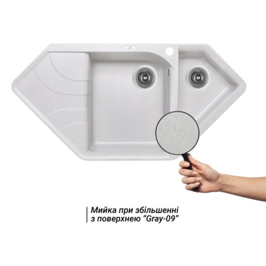 Кухонная мойка с дополнительной чашей Lidz 1000x500/225 GRA-09 (LIDZGRA091000500225) купить в САНН Одесса, изображение 3