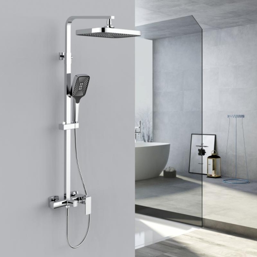 Душова система для кабіни Qtap Capricorn на три споживачі (з виливом) 53103KNC Chrome купити в САНН Одеса, зображення 8