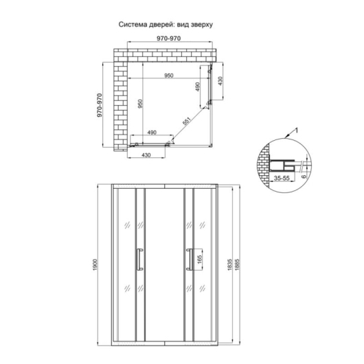Душевая кабина Qtap Taurus CRM1011SC6 100x100 см, стекло Clear 6 мм, покрытие CalcLess без поддона купить в САНН Одесса, изображение 2