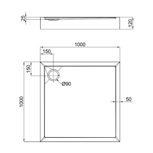 Душевой поддон Qtap Tern 301112 100x100x12 см + сифон купить в САНН Одесса, изображение 2