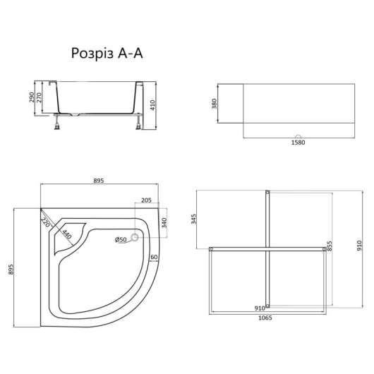 Душевой поддон Lidz KAPIELKA ST90x90x41 купить в САНН Одесса, изображение 2