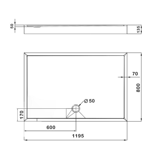 Душевой поддон KAPIELKA ST120x80х14 низкий, прямоугольный, диаметр слива 52 мм Lidz купить в САНН Одесса, изображение 2