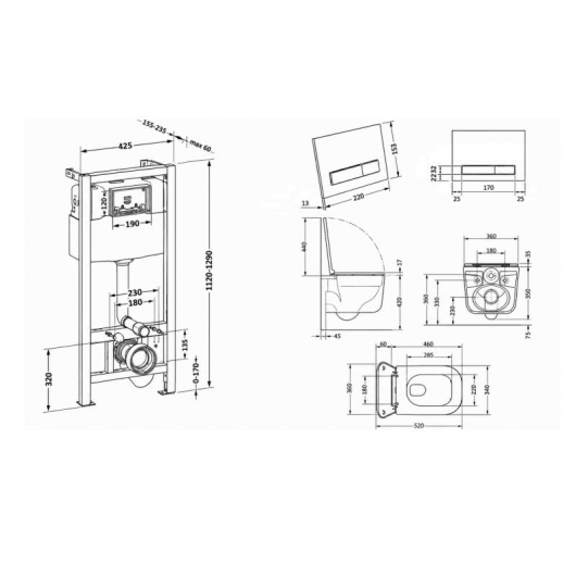 Готовое решение Qtap для ванной комнаты: подвесной унитаз Gemini Ultra Quiet 520×360×350 + комплект инсталляции Nest 4 в 1 (линейная клавиша White) купить в САНН Одесса, изображение 2