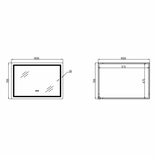 Зеркало Qtap Mideya 1000х700 с LED-подсветкой Touch, с антизапотеванием, диммером QT2078NCF10070W купить в САНН Одесса, изображение 2