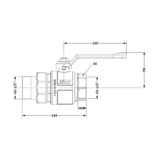 Кран шаровой "Американка" Icma 1 1/2" прямой №347 купить в САНН Одесса, изображение 2