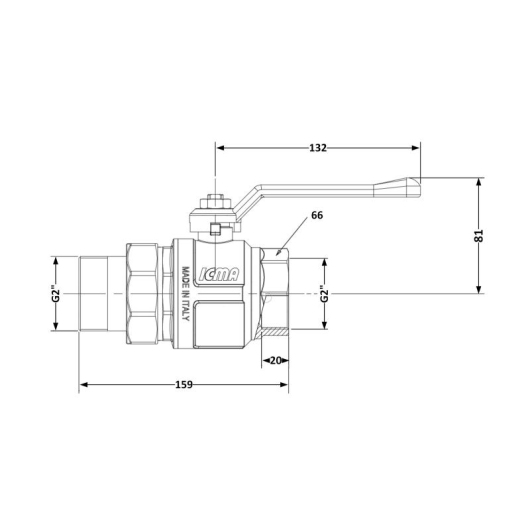 Кран шаровой "Американка" Icma 2″ (PN40) прямой №347 купить в САНН Одесса, изображение 2